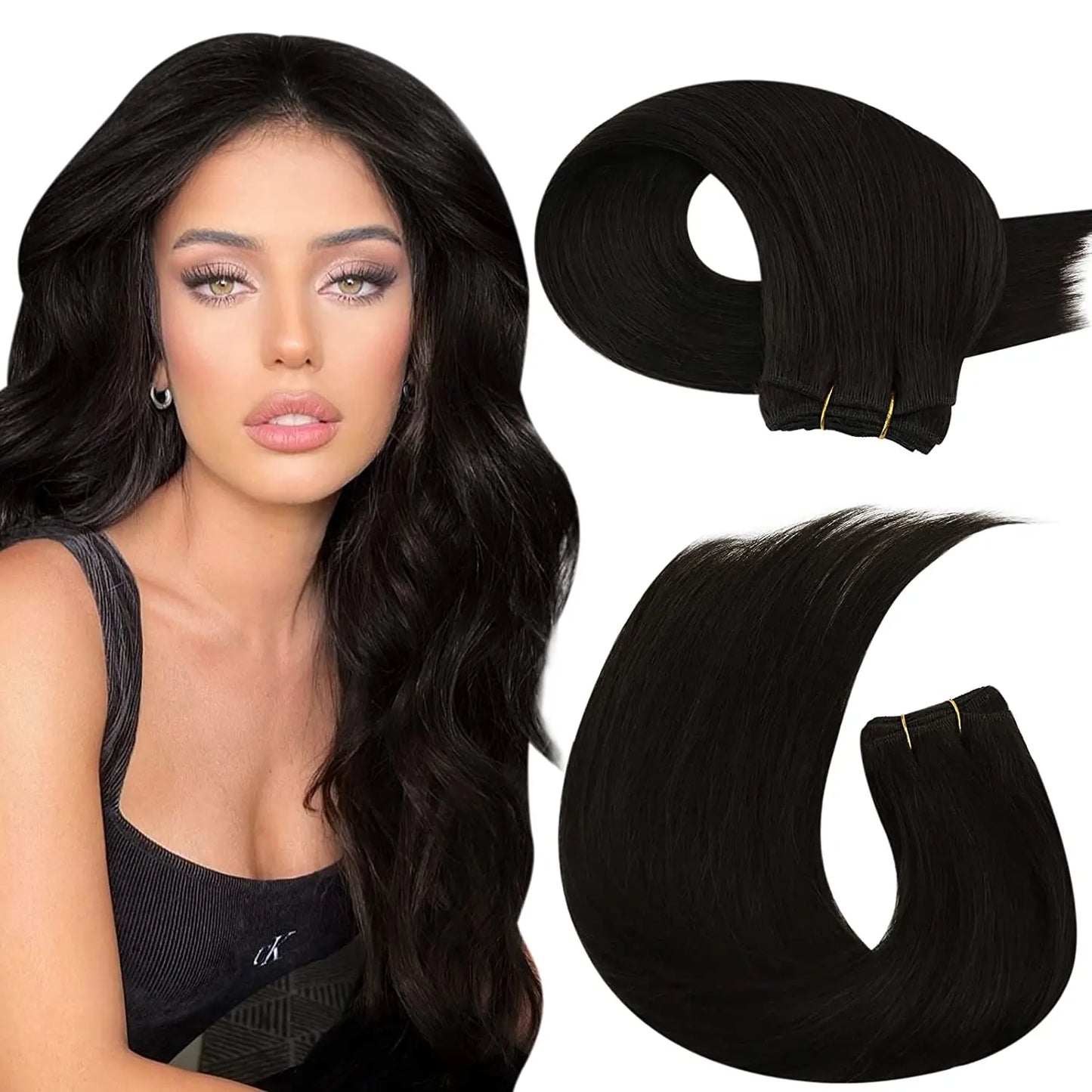 Straight Human Hair Bundles Weave Balayage Hair Pieces