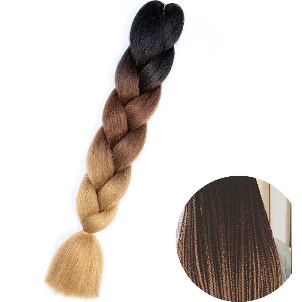 24" Synthetic Yaki Jumbo Braiding Hair - Various Colors Available