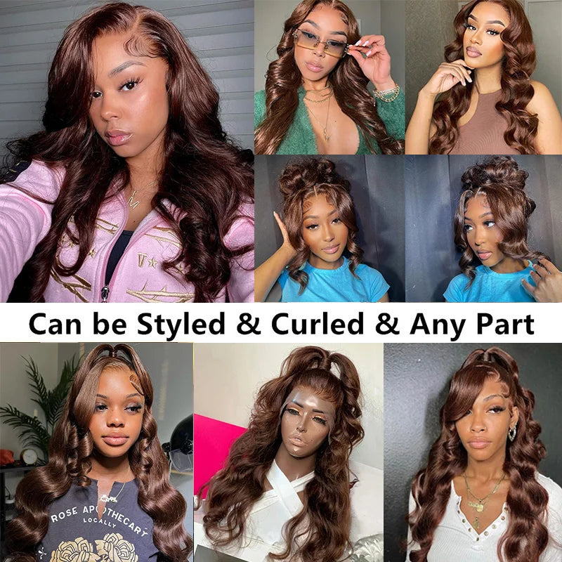 Brazilian Chocolate Brown Body Wave - Gluless HD Preplucked Lace Frontal Human Hair Wig