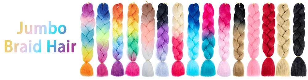 Synthetic Gradient Color Braided Ponytails With Elastic Band