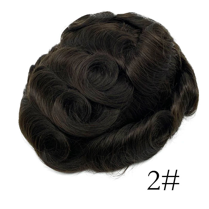 0.08mm Thickness PU Poly Base Double Knotted Toupee Human Hair - Capillary Prothesis