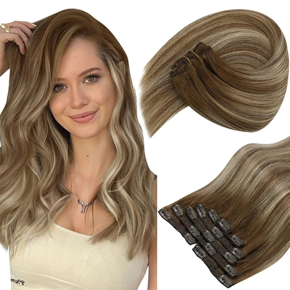 Straight Human Hair Clip Ins - Various Options Available