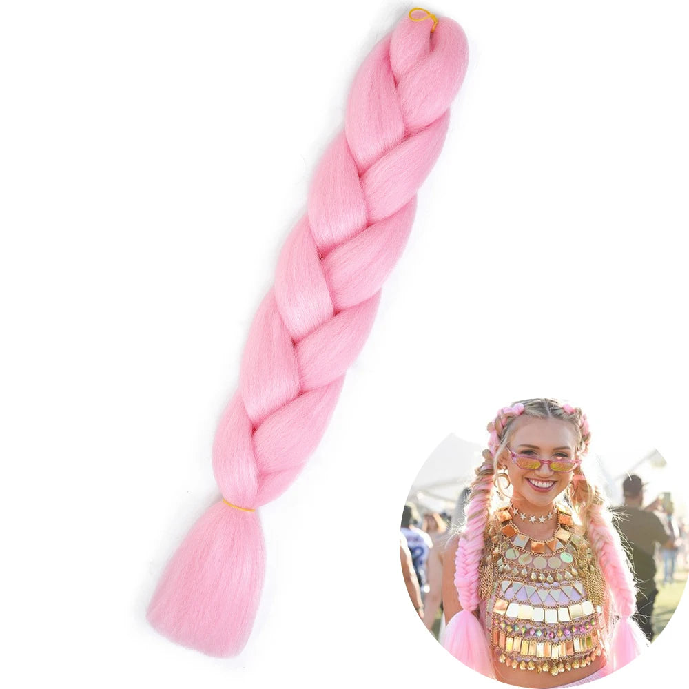 24" Synthetic Yaki Jumbo Braiding Hair - Various Colors Available