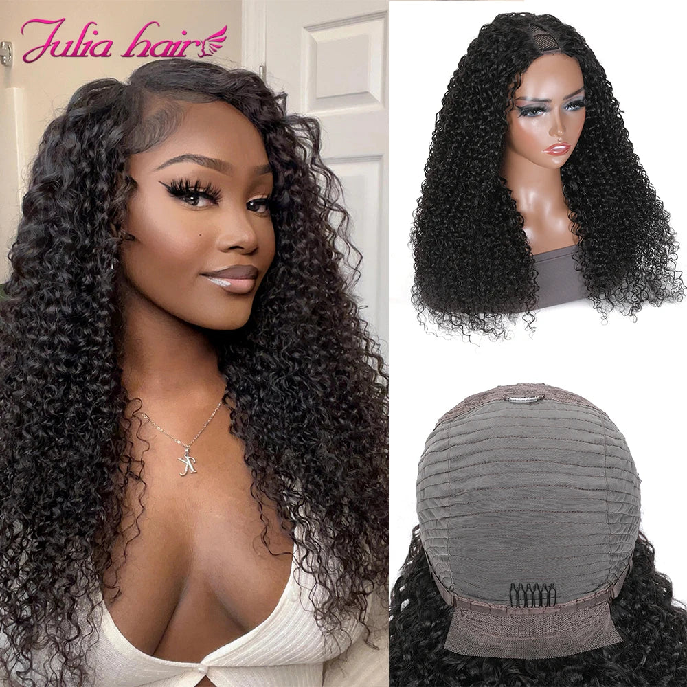 Curly Human Hair Headband & V Part Wig Human Hair