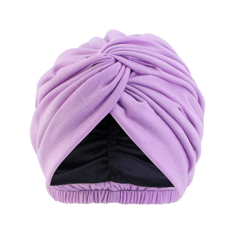 Women Double Layer Satin Lining Stretch Turban