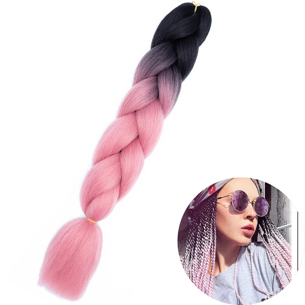 24" Synthetic Yaki Jumbo Braiding Hair - Various Colors Available