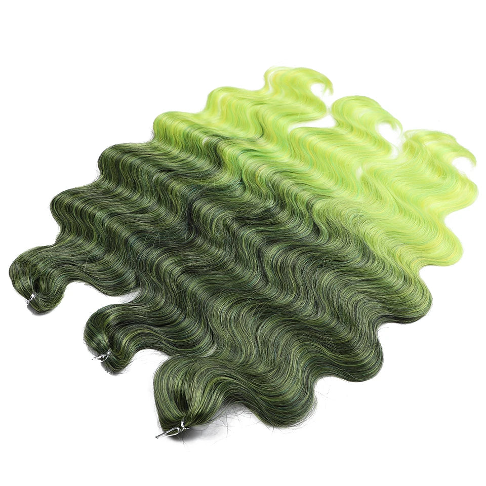 Ombre Body Wave Crochet Hair 24 Inch Long Synthetic Hair - Various Colors Available