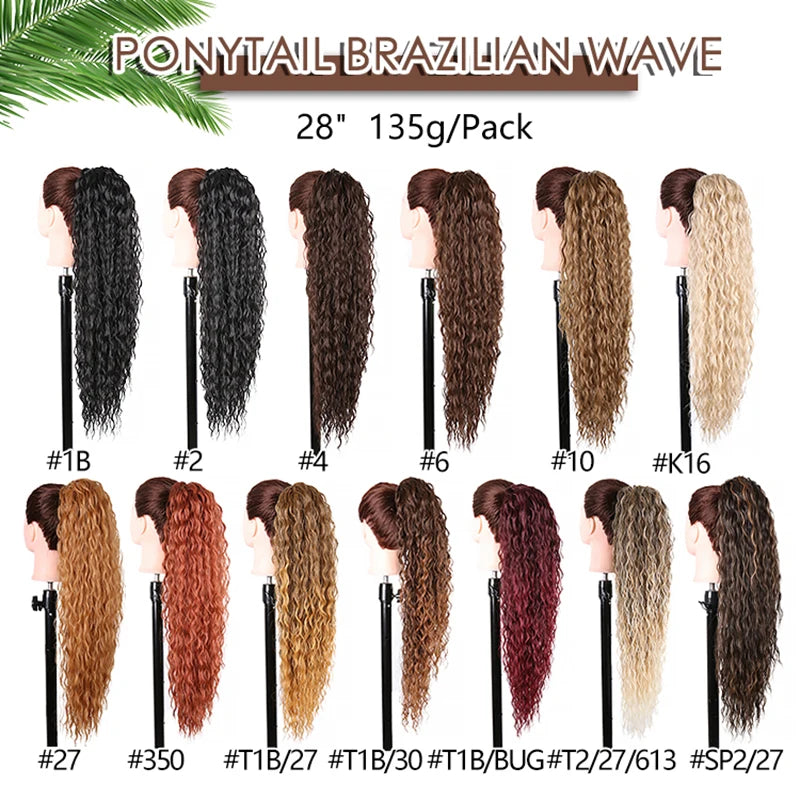 Long Synthetic Clip In Drawstring Ponytails - Various Options Available