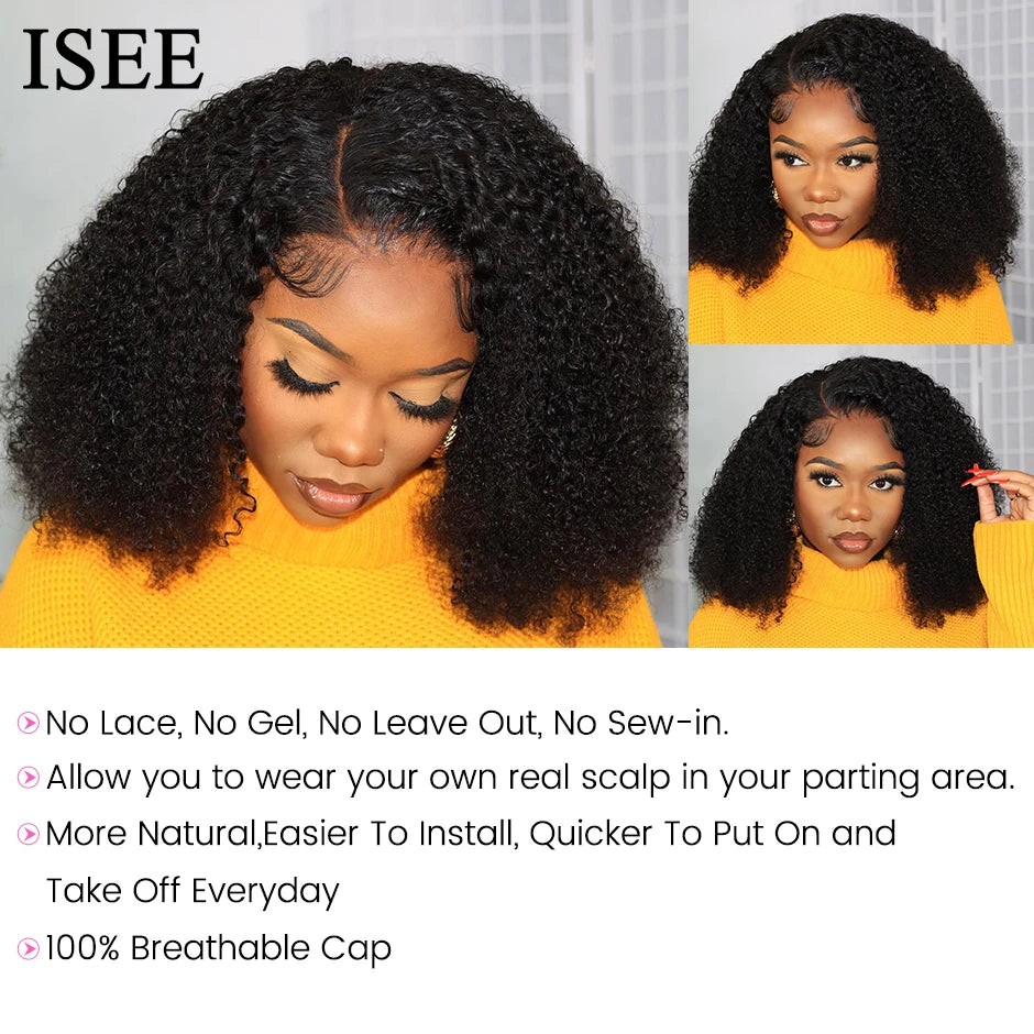 Curly Bob V Part Human Hair Wig