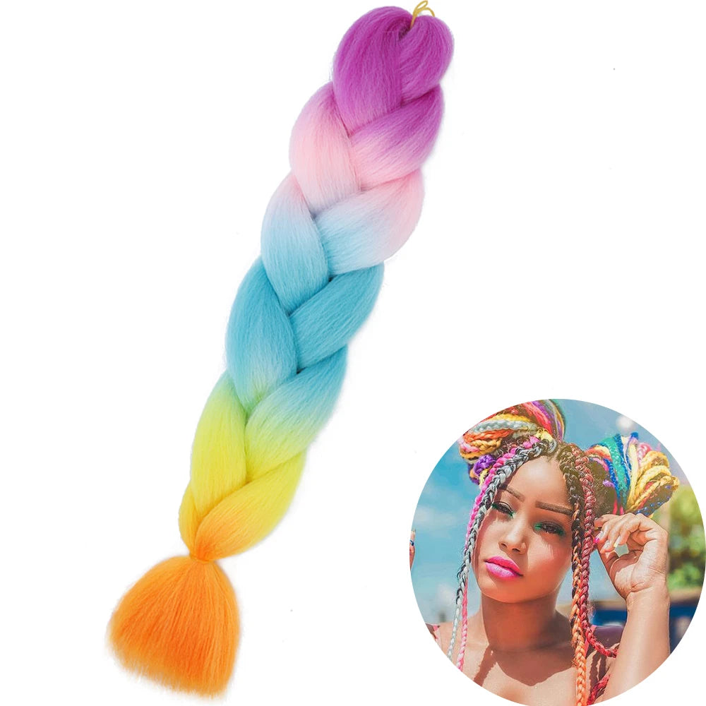 24" Synthetic Yaki Jumbo Braiding Hair - Various Colors Available