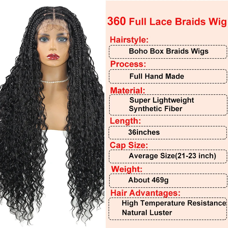 Boho Box Braided Full Lace Front Synthetic Wigs - Various Colors Available