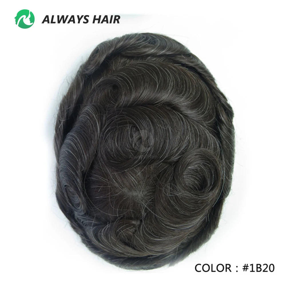 130% Density Indian Human Hair 0.10-0.12 Thickness Skin Men's Capillary Prothesis - Various Options Available