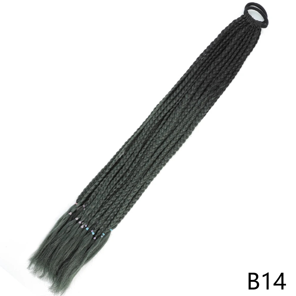 Synthetic Gradient Color Braided Ponytails With Elastic Band