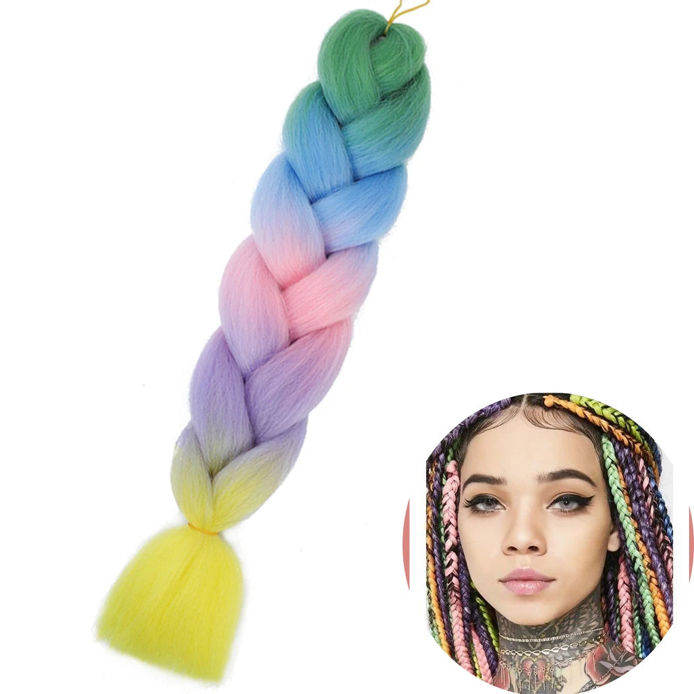 24" Synthetic Yaki Jumbo Braiding Hair - Various Colors Available