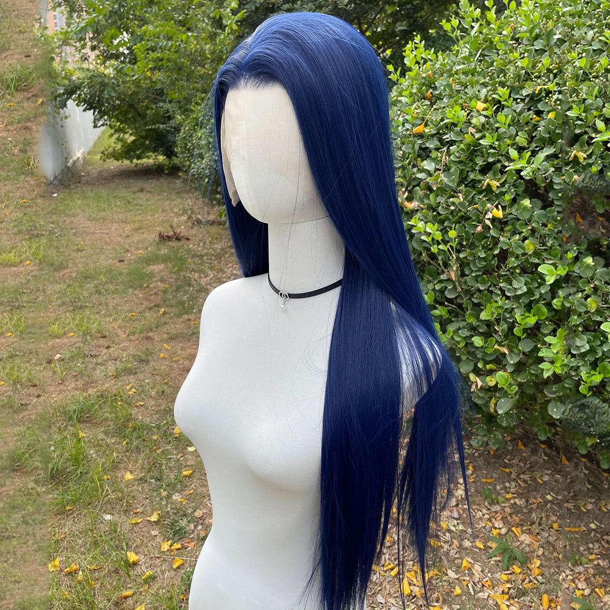 Dark Blue 13X4 Synthetic Long Sliky Straight Lace Wig
