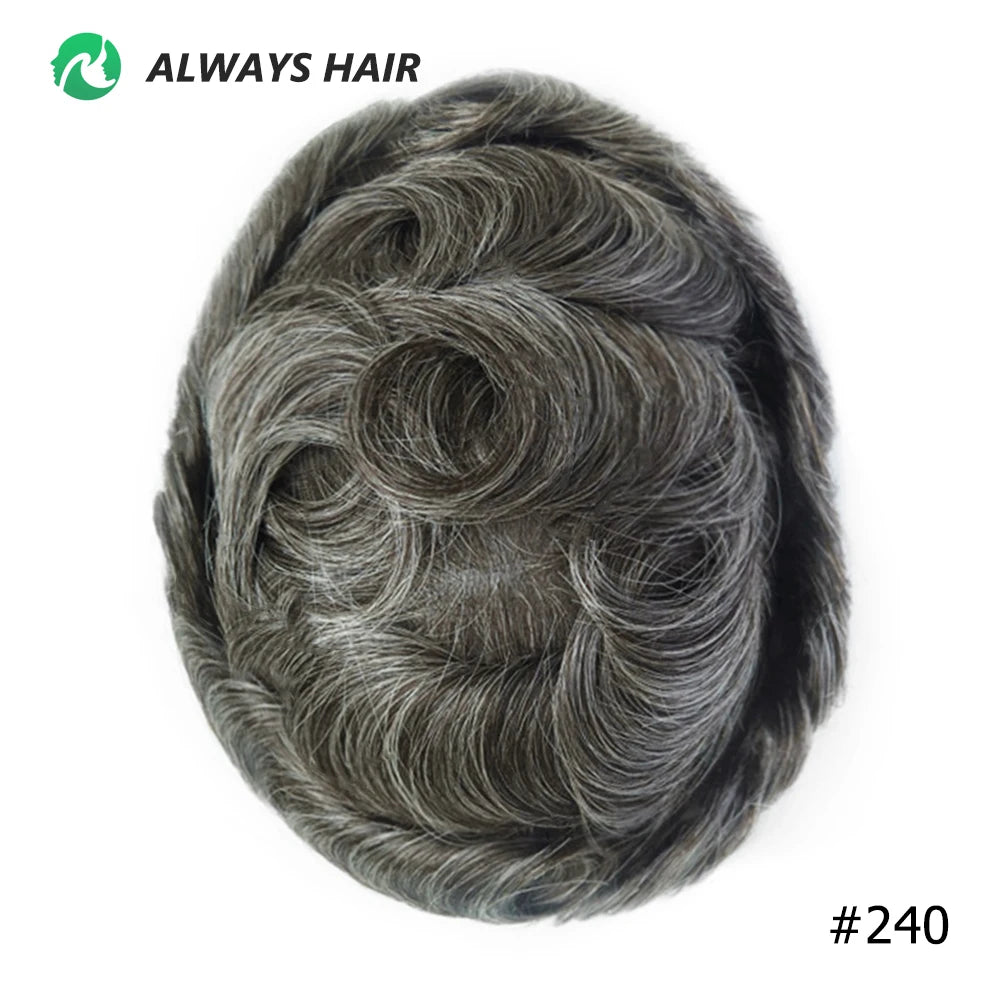 0.12-0.14mm PU Toupee Human Hair Men's Capillary Prothesis 130% Density - Various Colors Available