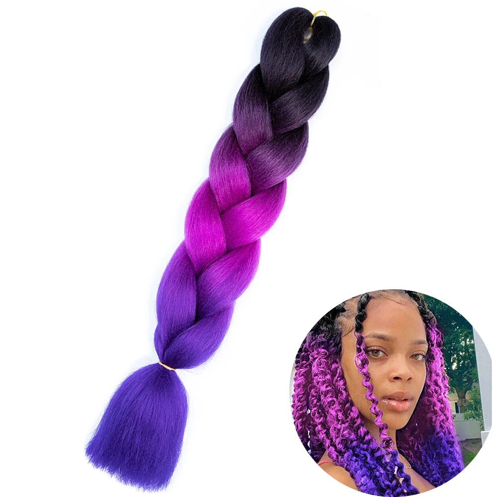 24" Synthetic Yaki Jumbo Braiding Hair - Various Colors Available