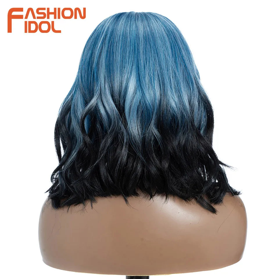 FASHION IDOL 12 Inch Bob Body Wave 13x7 HD Lace Front Synthetic Wigs - Various Colors Available