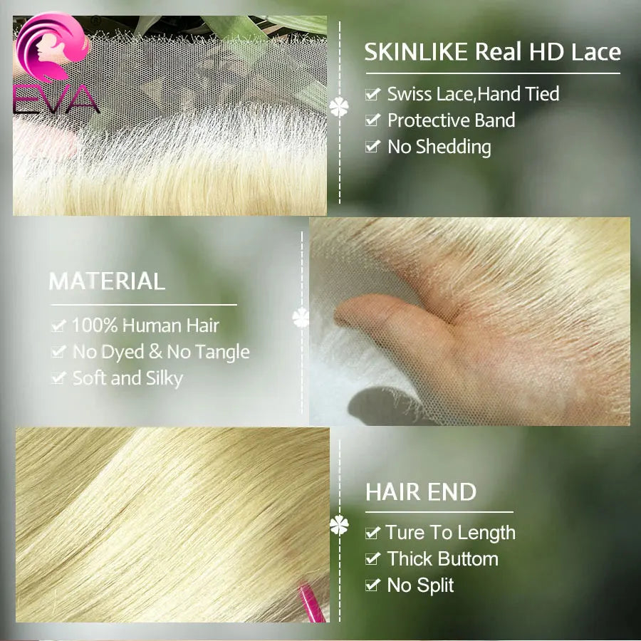 Pre Plucked Small Knots #613 Blonde HD Lace Frontal  & Closure - Human Hair