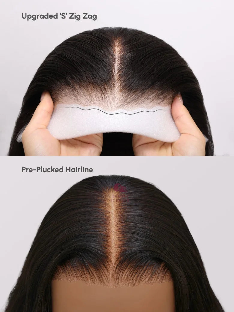 Yaki Straight - Elastic Drawstring Glueless Human Hair 7x5 Bye Bye Knots Wear and Go Wig