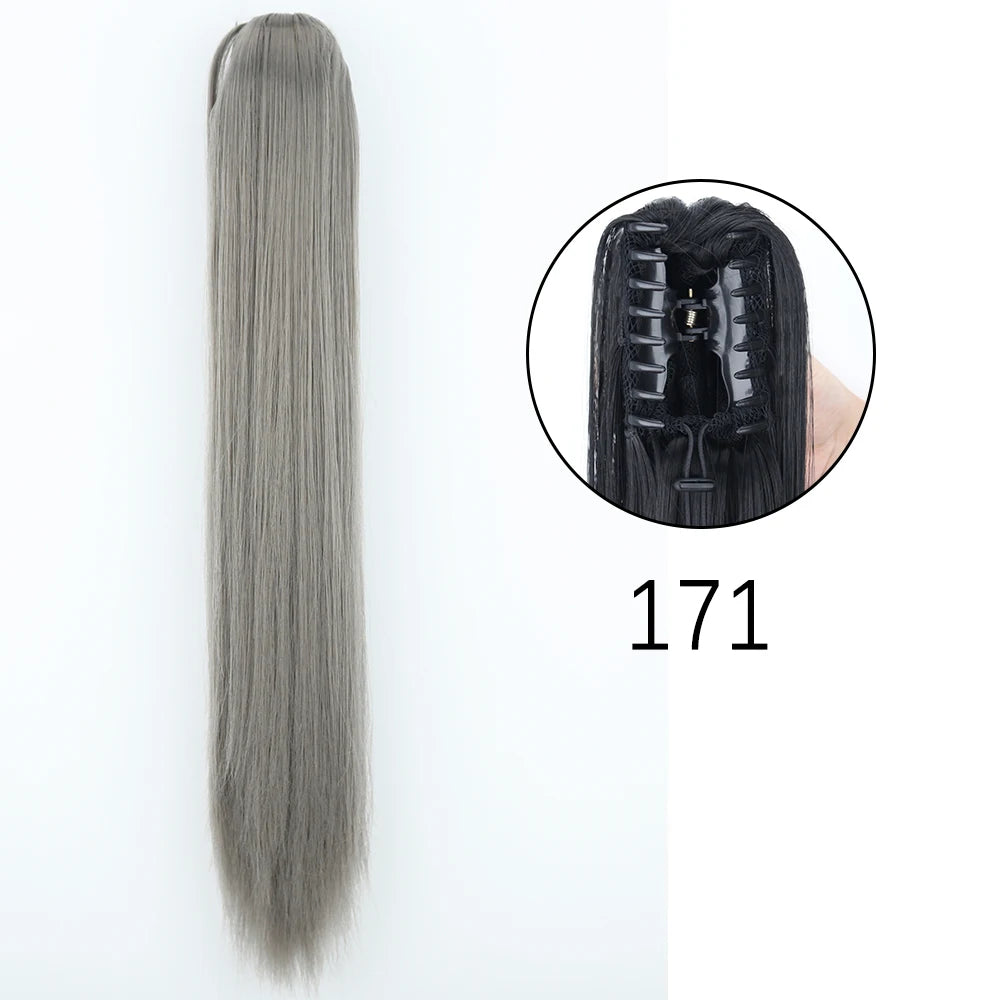 Synthetic Long Straight Claw Clip On 24Inch Ponytail