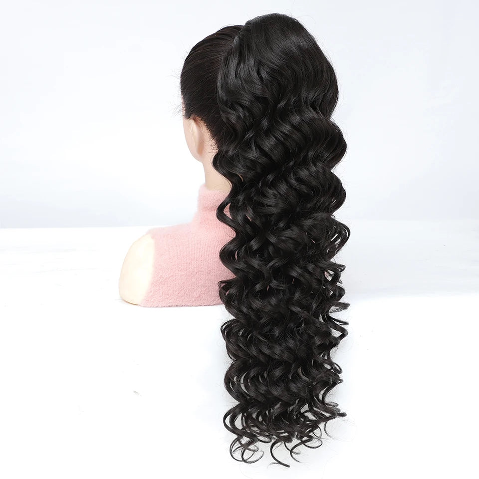 24inch Synthetic Drawstring Curly Ponytail With secure Clip