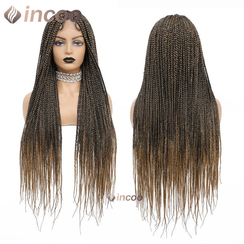 36" Full Lace Front Synthetic Box Braided Knotless Wigs - Various Colors Available