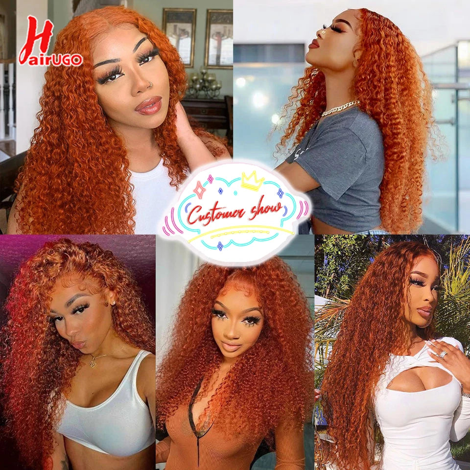 Ginger Orange HairUGo Brazilian Human Hair Lace Closures With Baby Hair - Various Options Available
