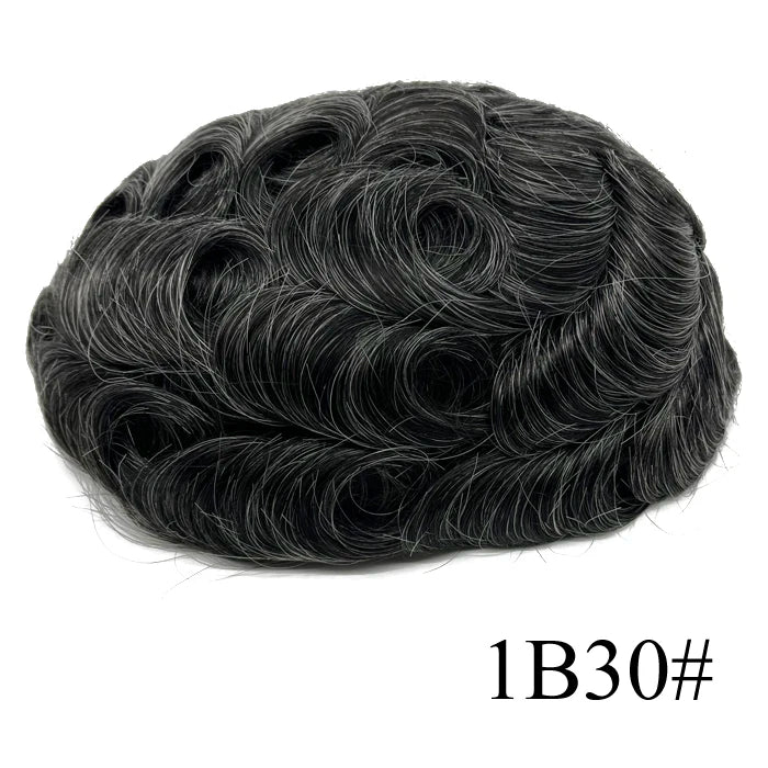 0.08mm Thickness PU Poly Base Double Knotted Toupee Human Hair - Capillary Prothesis