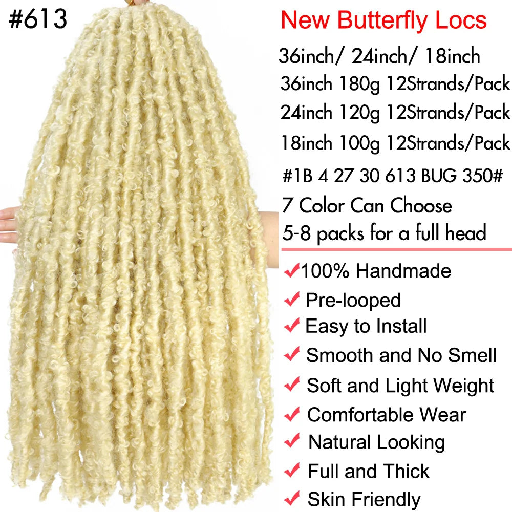 Butterfly Locs Synthetic Crochet Hair - Various Colors Available