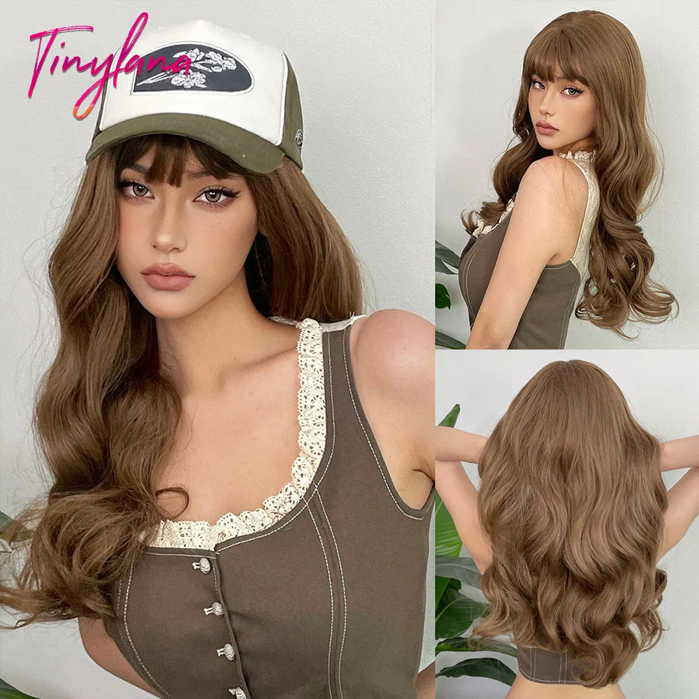 Long Curly Wavy Cosplay Synthetic Wigs With Bangs - Various Colors Available