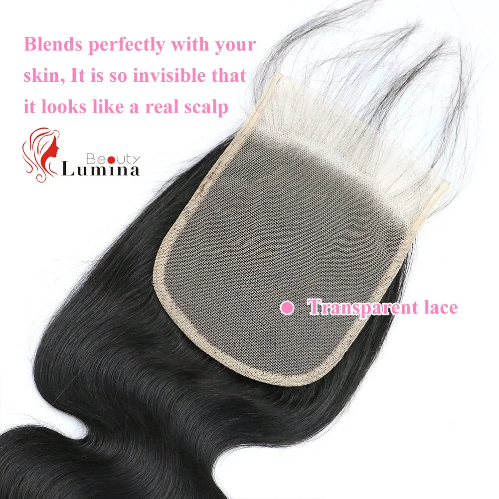 Body Wave Brazilian Remy Pre Plucked 100% Human Hair Lace Frontal or Closures