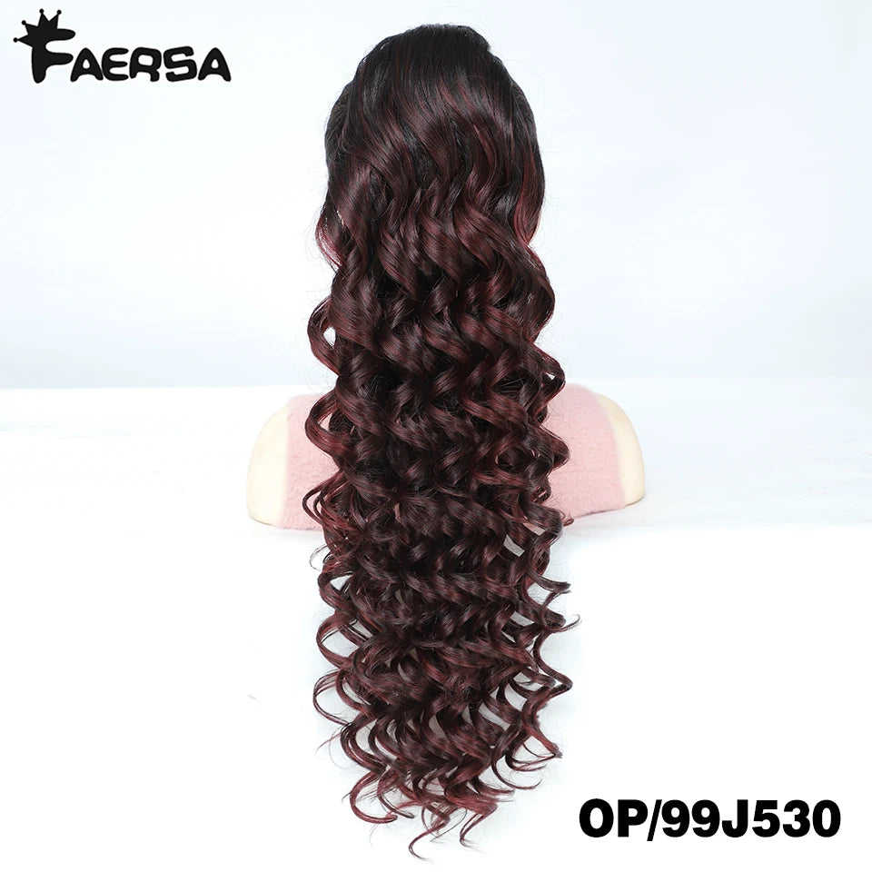 24inch Synthetic Drawstring Curly Ponytail With secure Clip