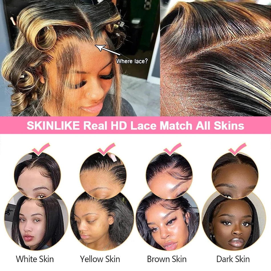 1B/27 Straight Highlight 13x4 HD Lace Frontal Human Hair Wig