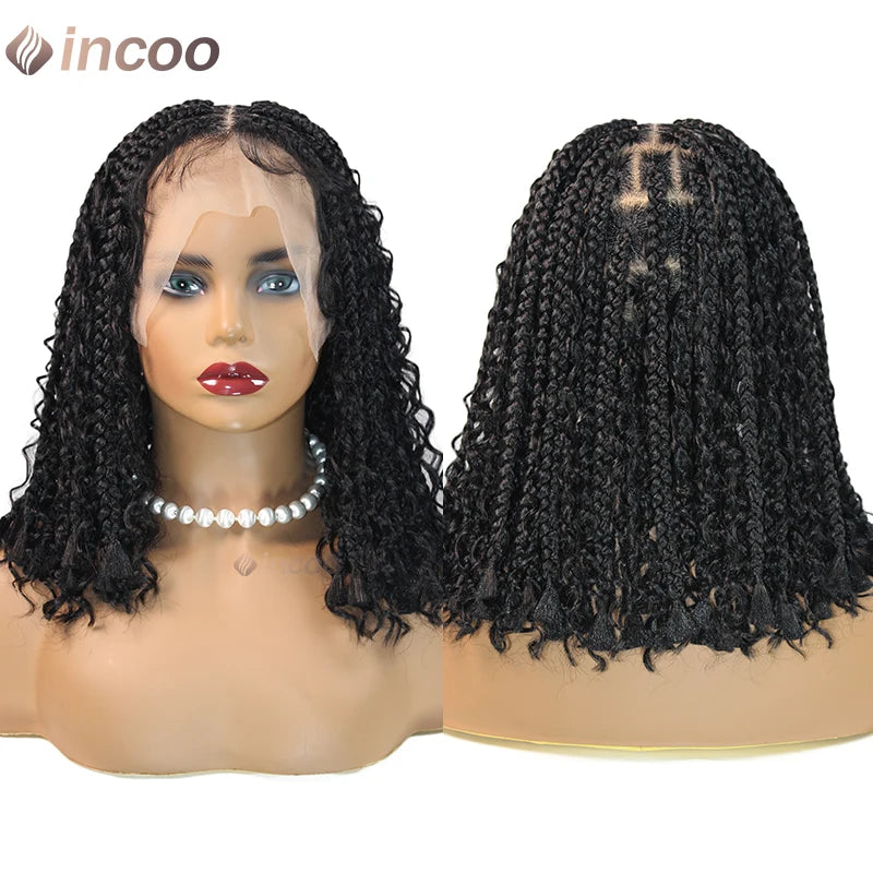 12" Short Bob Boho Goddess Braided Synthetic 360 Full Lace Front Synthetic Wig