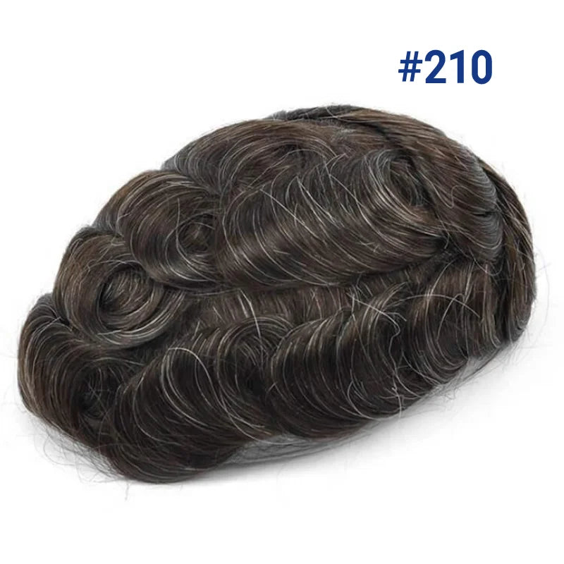 Straight Human HairProsthesis Toupee Men 6" Hair Replacement Systems -  Various Options Available