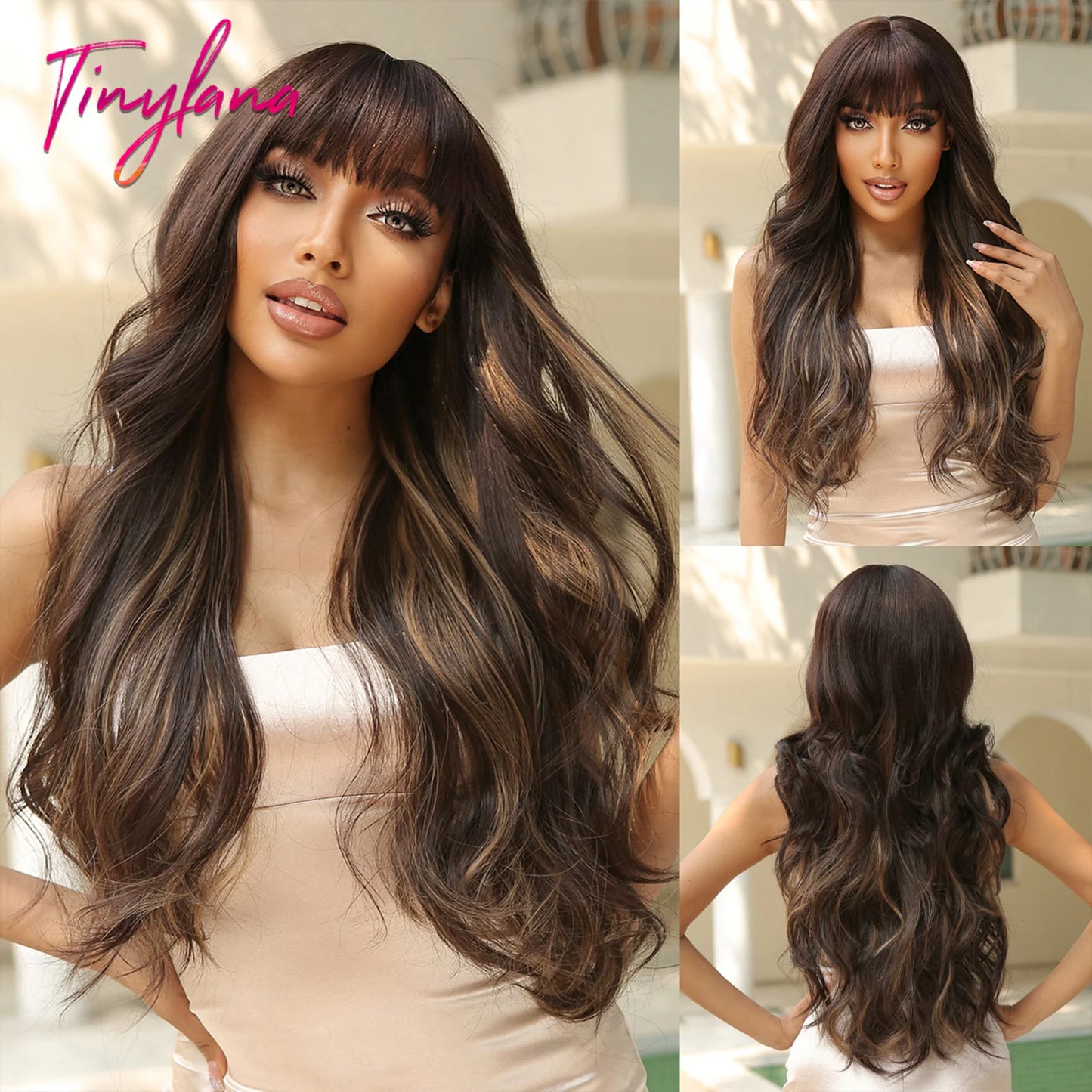 Long Curly Wavy Cosplay Synthetic Wigs With Bangs - Various Colors Available