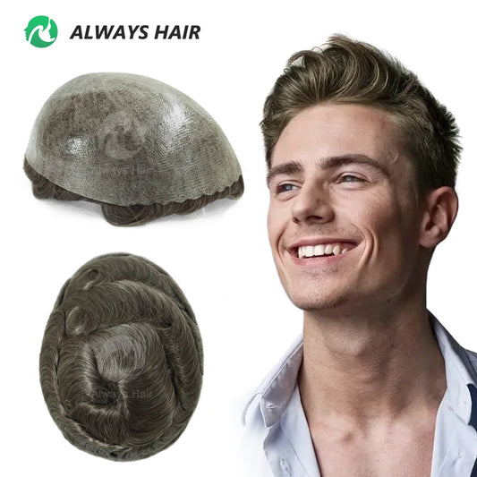 130% Density Indian Human Hair 0.10-0.12 Thickness Skin Men's Capillary Prothesis - Various Options Available