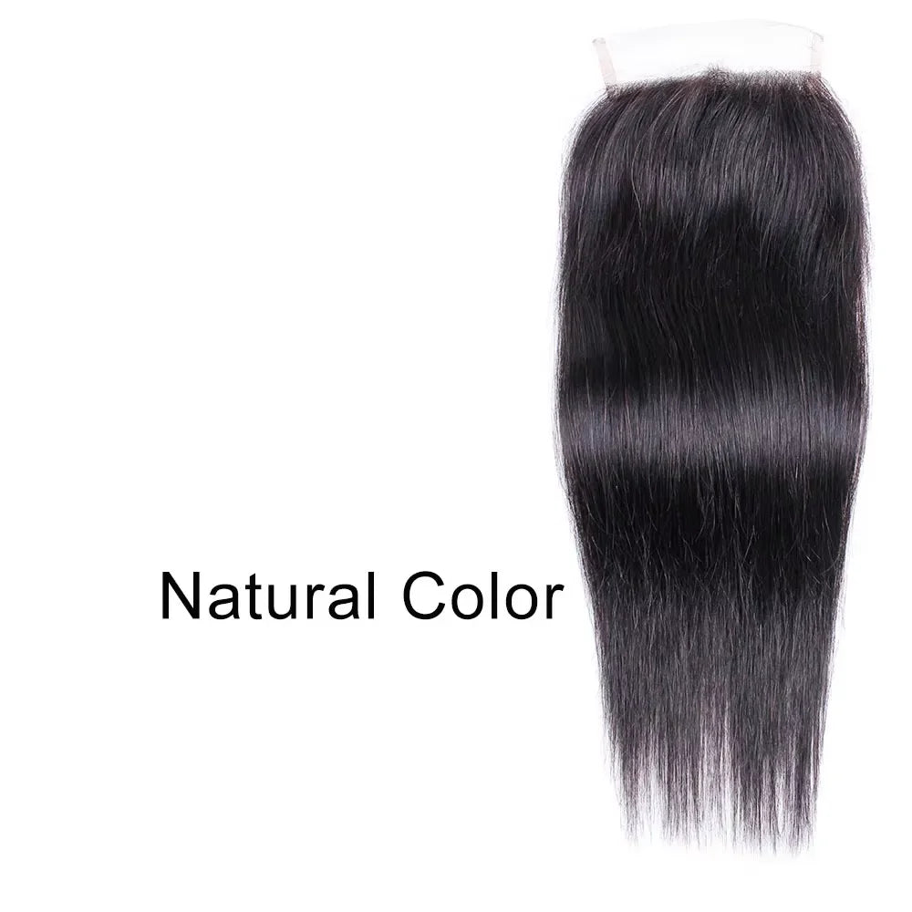 Remy Hair Pre Plucked Swiss Lace 4X4 Lace Straight Transparent Closure