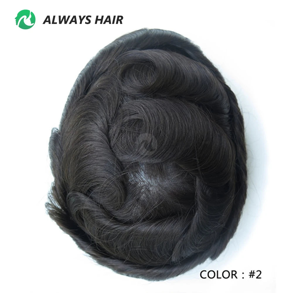 130% Density Indian Human Hair 0.10-0.12 Thickness Skin Men's Capillary Prothesis - Various Options Available