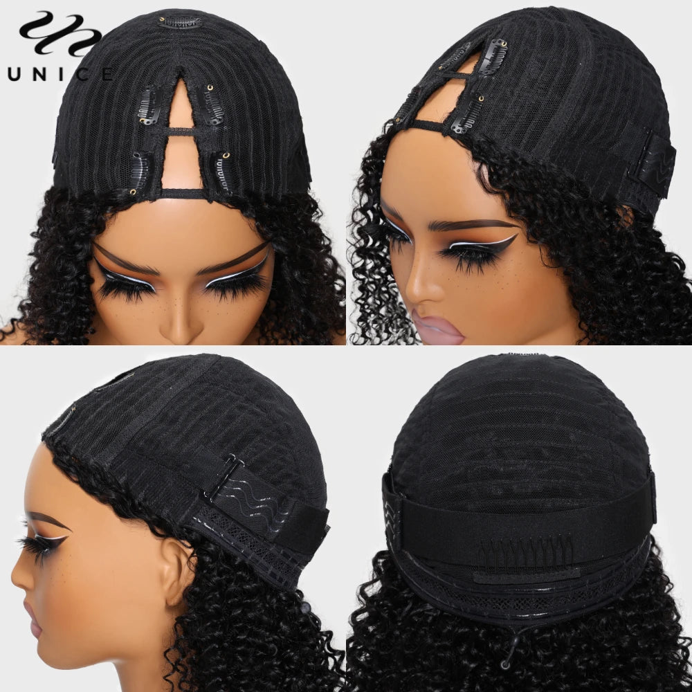 Kinky Curly V Part 100% Human Hair Wig