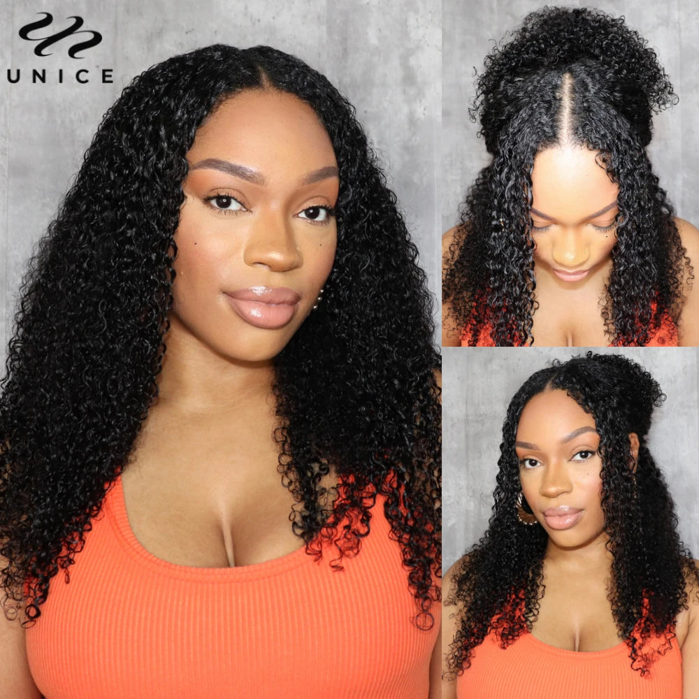 Kinky Curly V Part 100% Human Hair Wig
