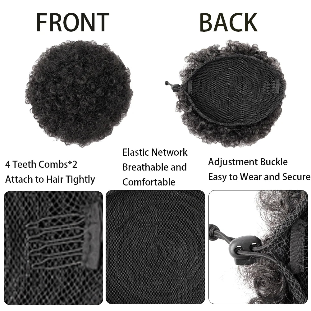 Afro Kinky Curly Puff Drawstring Synthetic Bun Ponytail