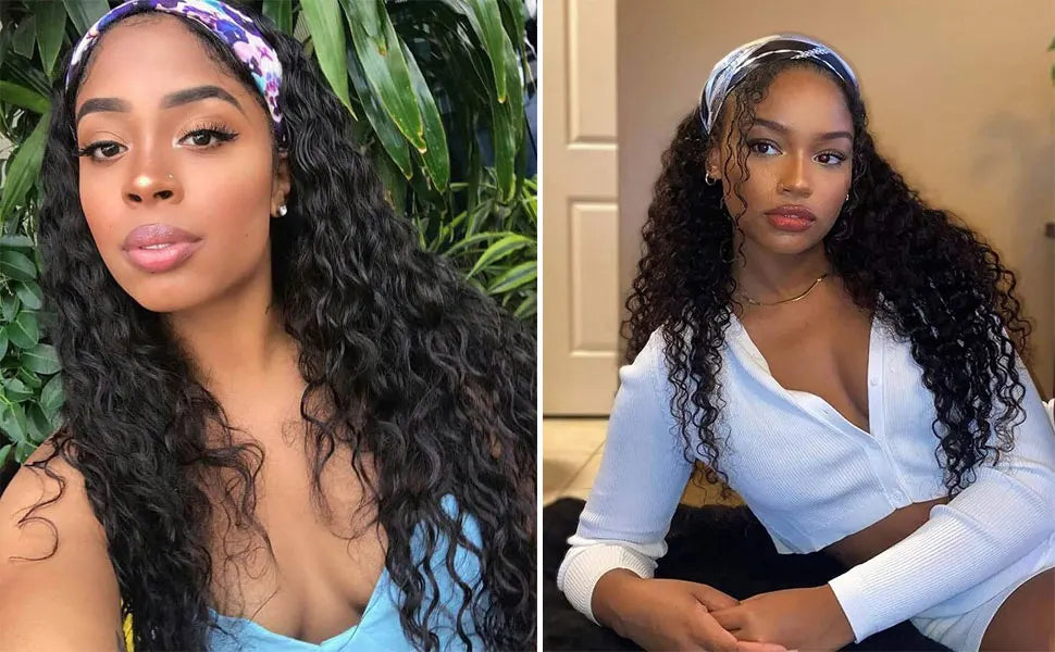 G&T Synthetic Headband Wet and Wavy Curly Wigs