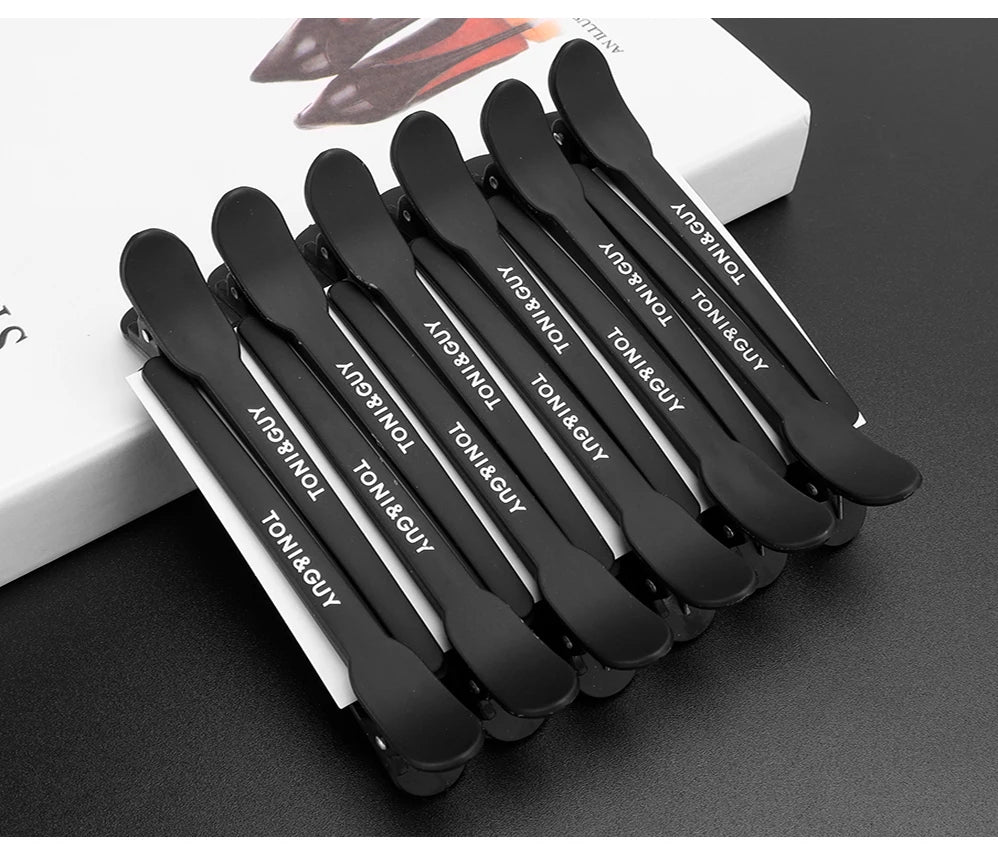 12pcs Hairdressing Hair Clip Salon  Alligator Hair Clips Plastic Black Non-Slip Clamps Salon Hair Care Styling Tools