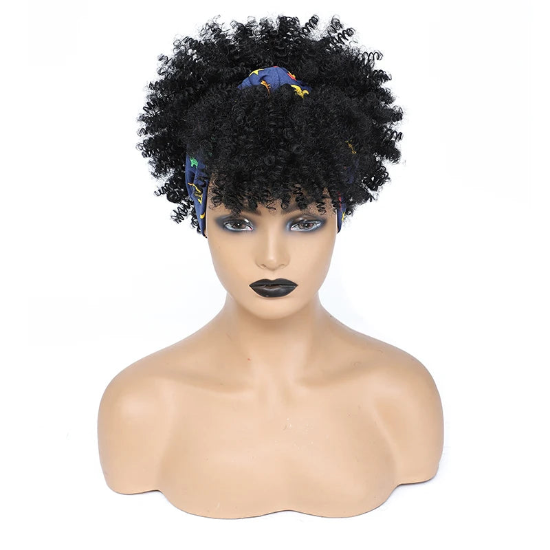 Synthetic Short Kinky Curly Headband Wigs - Various Colors Available