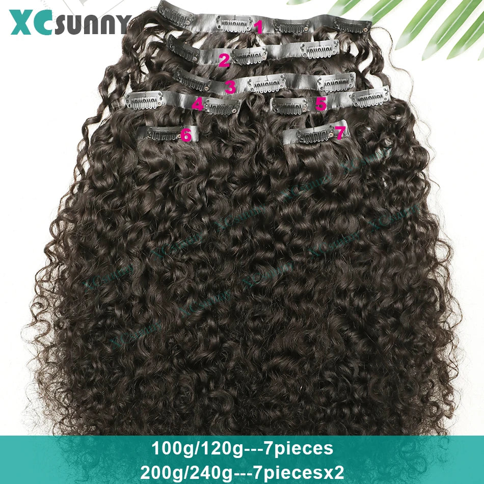 Kinky Curly Human Hair PU Seamless Clip Ins