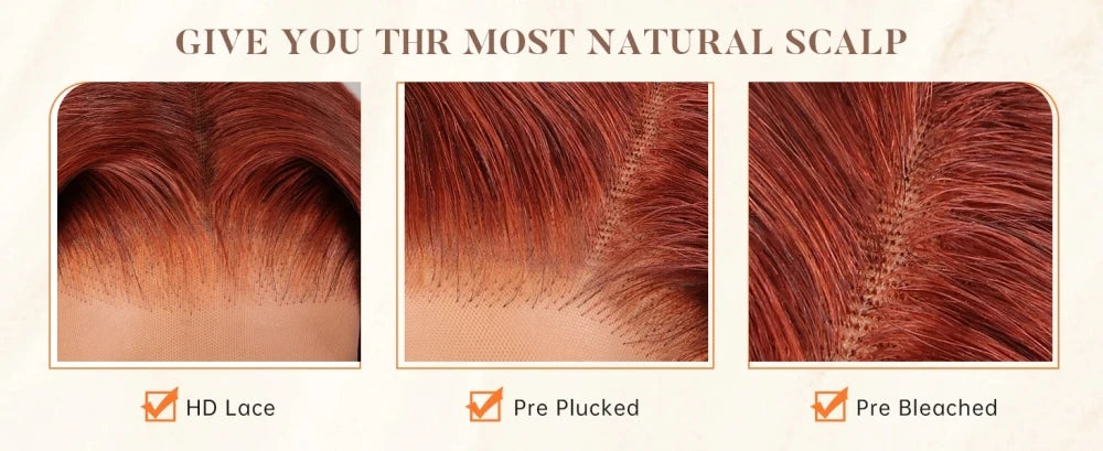 Reddish Brown Straight 13x6 Pre Plucked HD Lace Front Human Hair Wig
