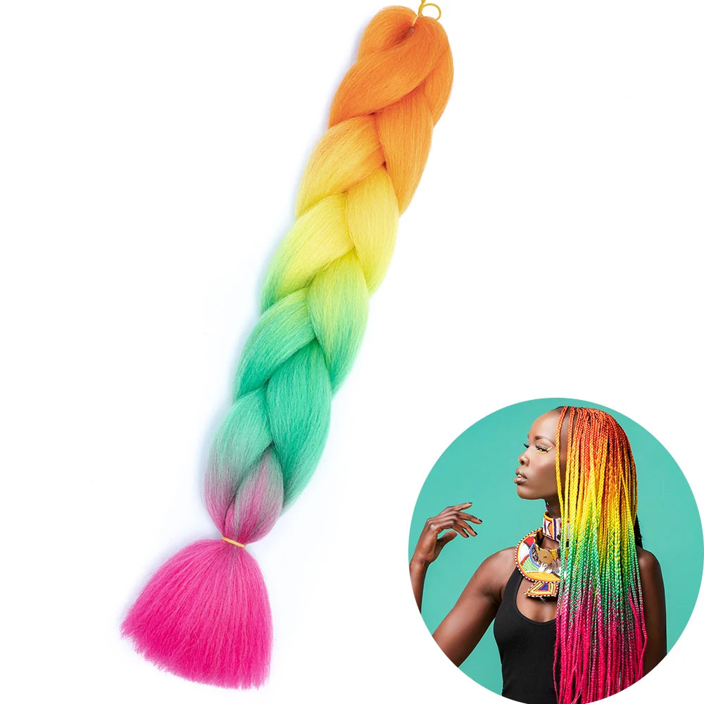 24" Synthetic Yaki Jumbo Braiding Hair - Various Colors Available