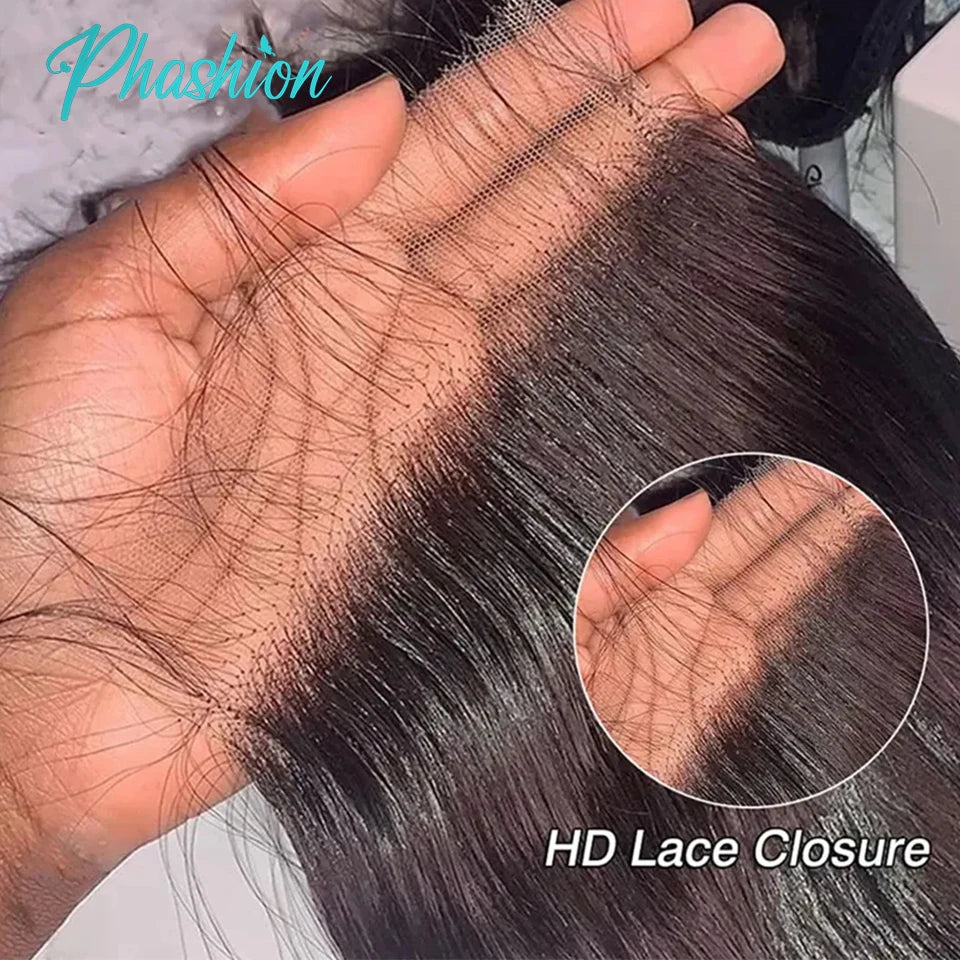 Straight 100% Human Hair Pre Plucked Swiss Full Closure or Frontal Natural Black